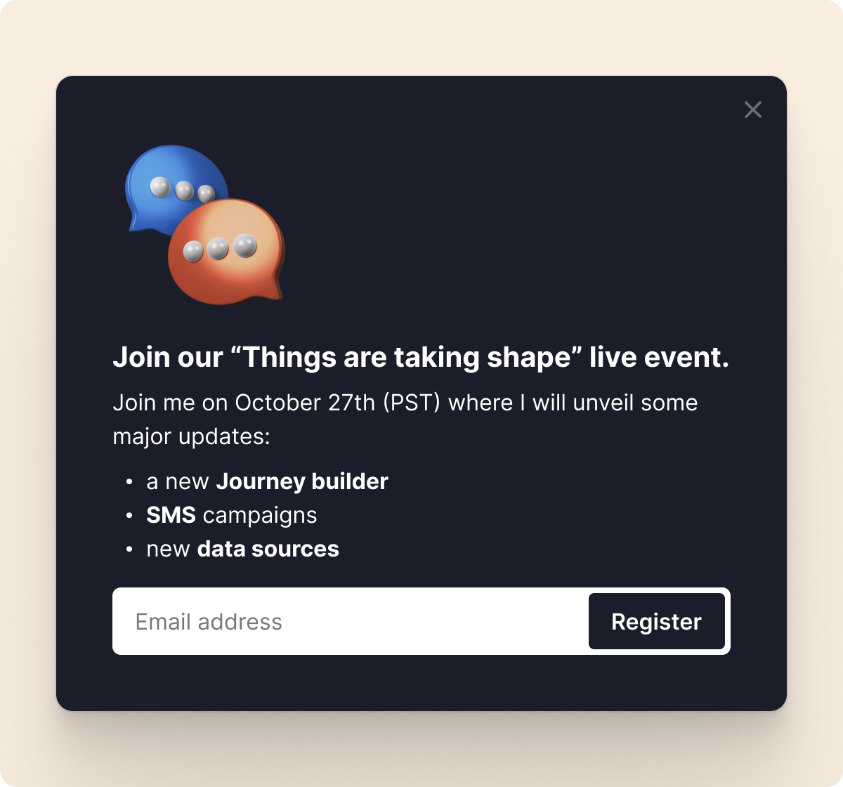 Design beautiful popups, notifications, bars and banners