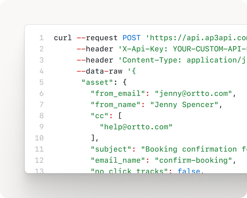Use our API to deliver transactional emails