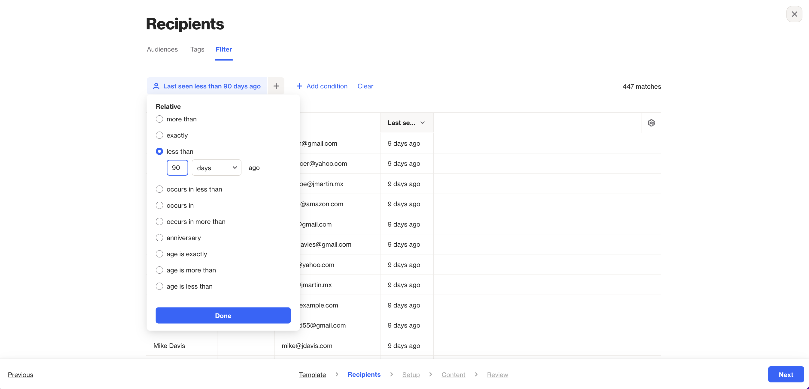 using audience filters for emails