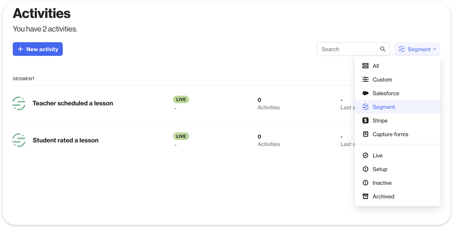 Segment activities
