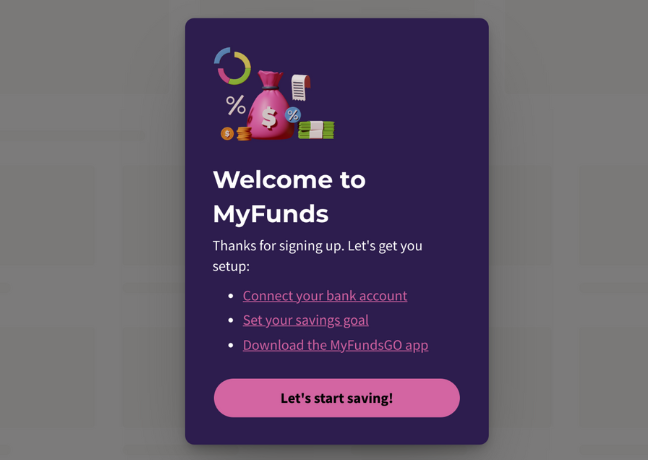 Welcome and setup popup template