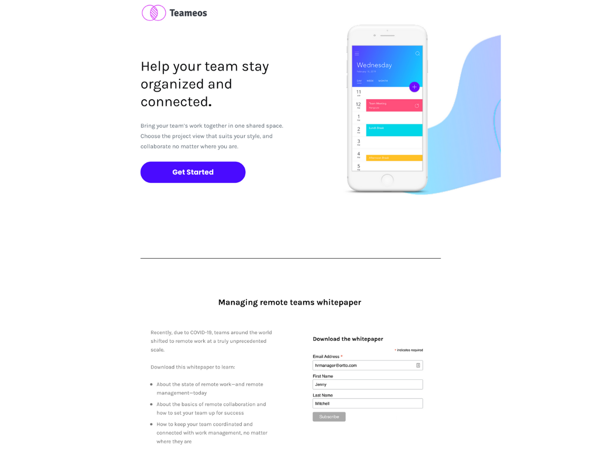 whitepaper landing page form