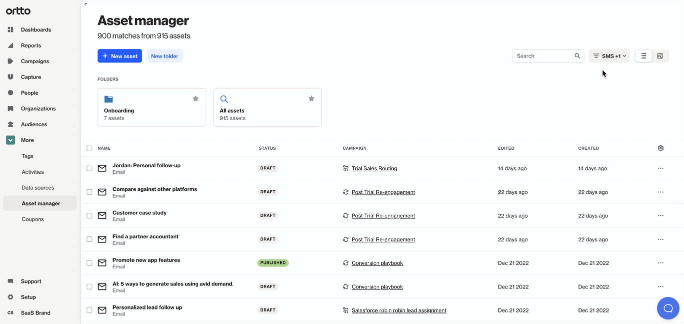 Email and SMS asset manager