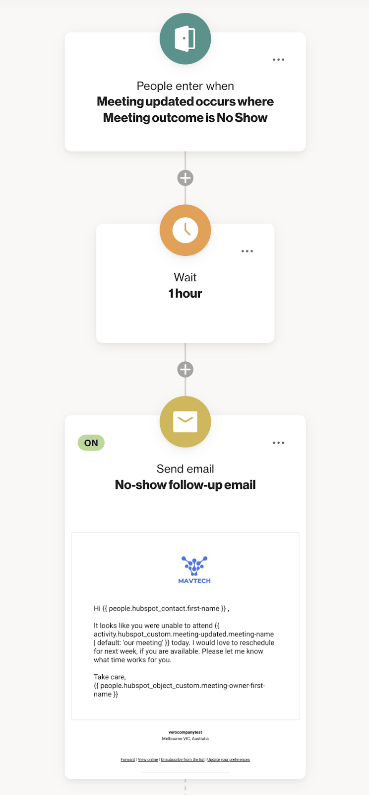 HubSpot CRM no-show meeting follow up