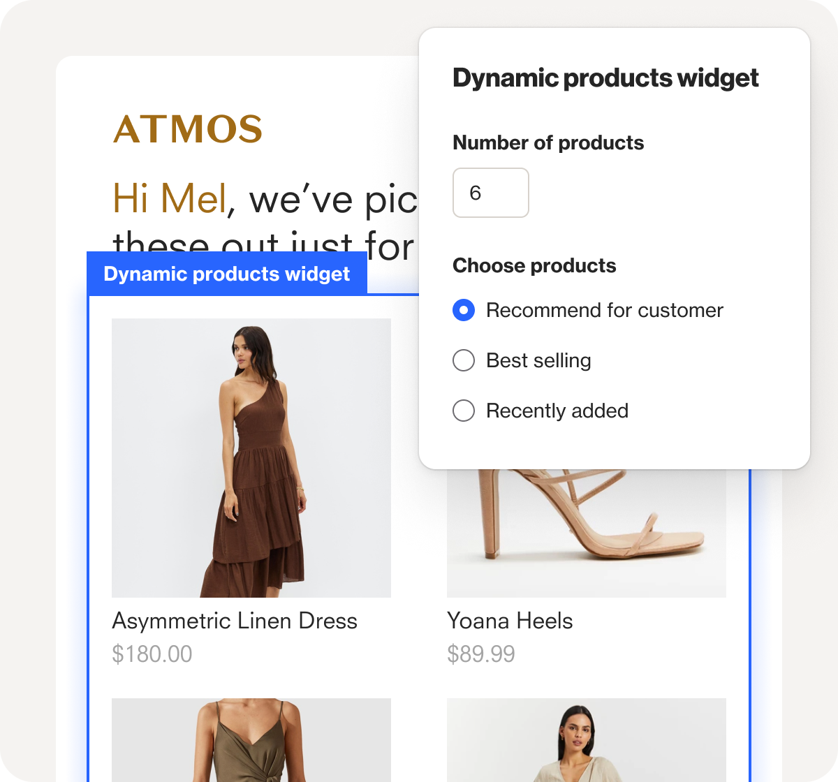 Add dynamic products to your emails
